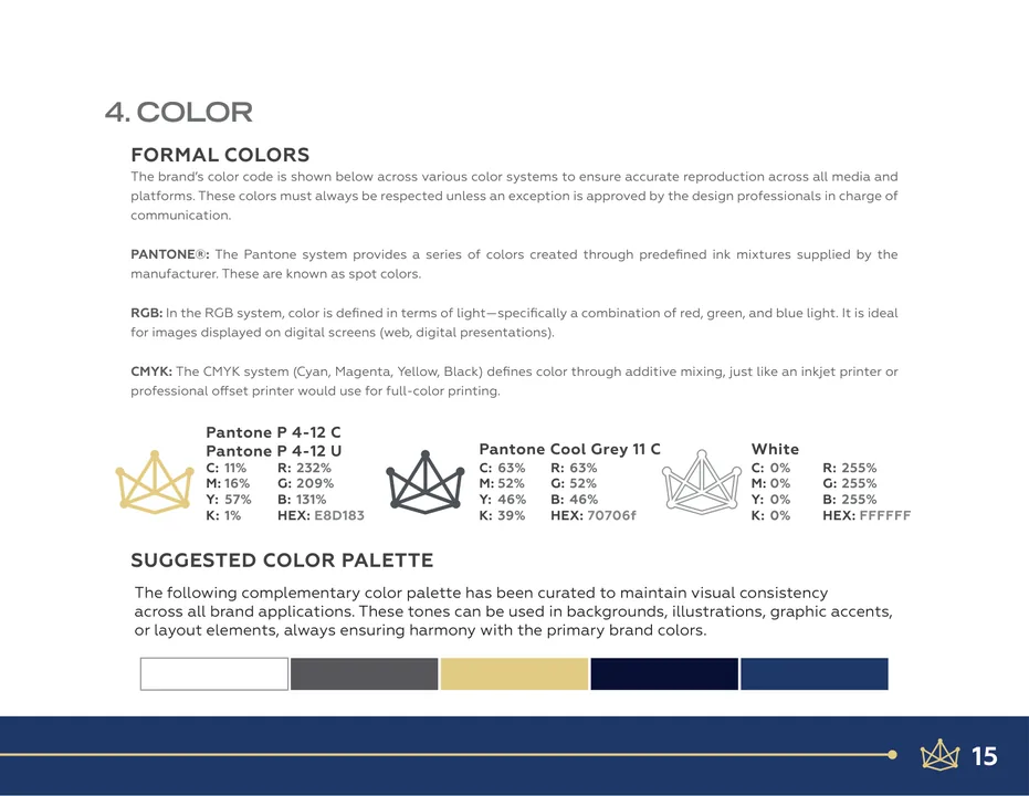 Crown brand book: formal colors and palette