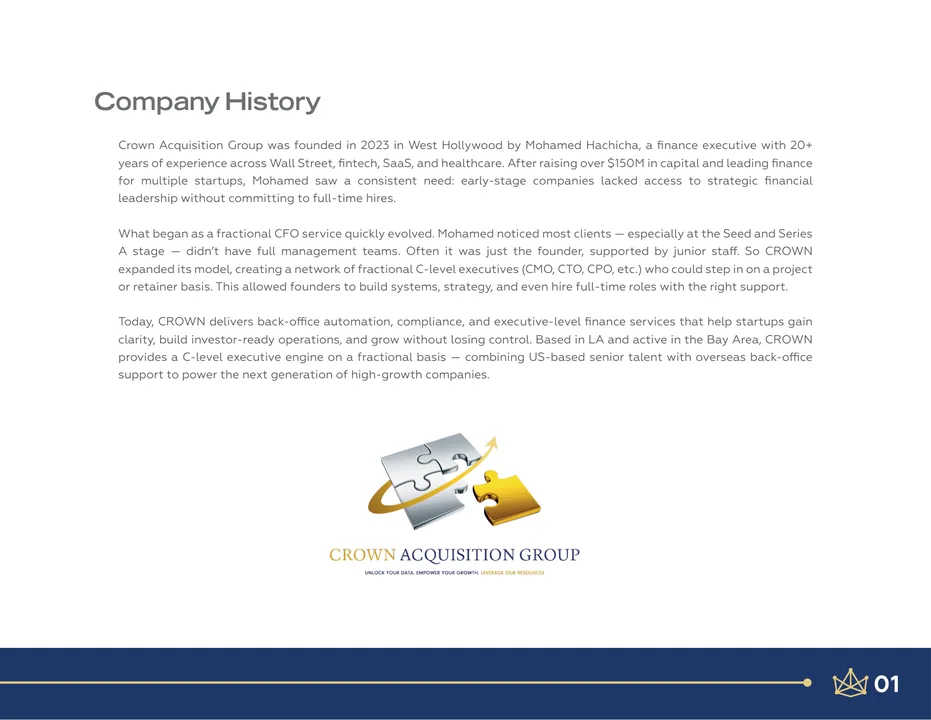 Crown's original branding: a stock puzzle-piece logo