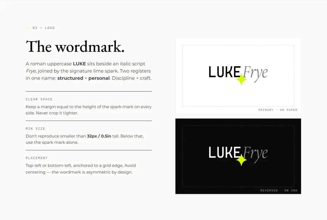 Luke Frye brand system: the wordmark