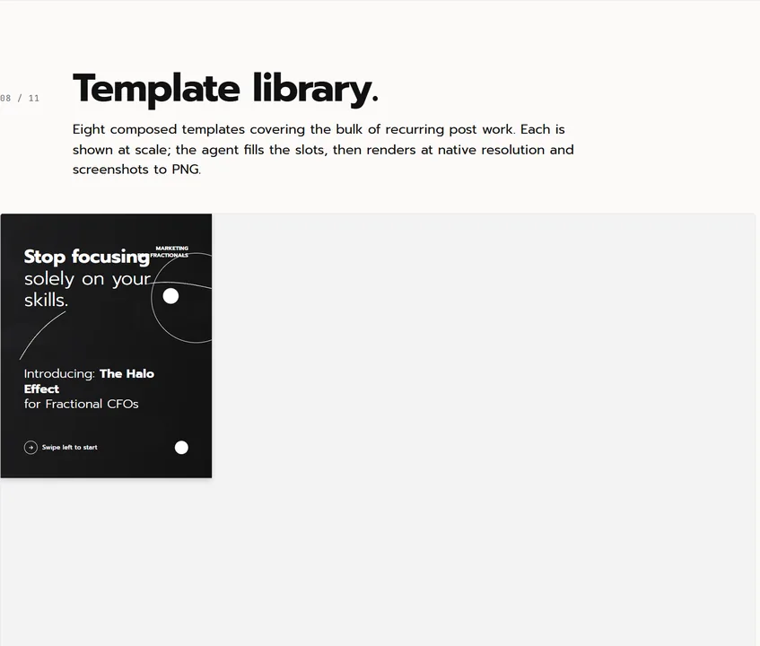 Marketing for Fractionals brand system: template library